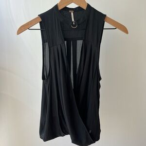 Free People Black Choker Sleeveless Women's Blouse Top